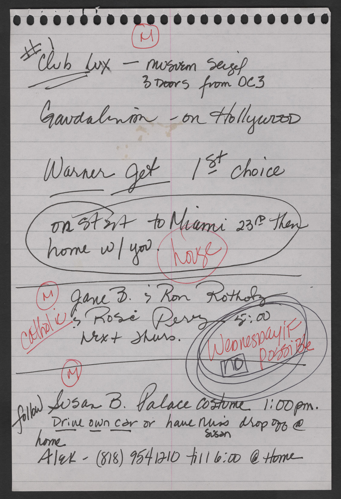 Lot Detail - Madonna Handwritten To-Do List