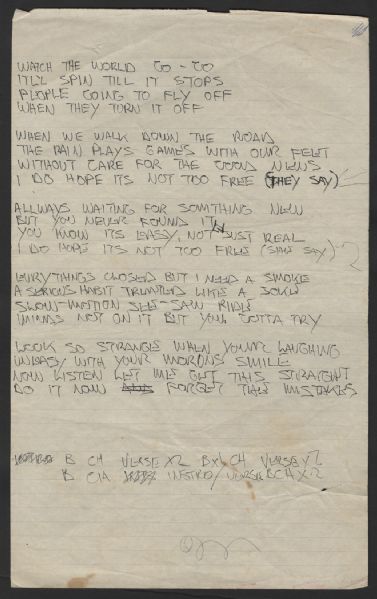 Guns N Roses Slash Handwritten Working Song Lyrics