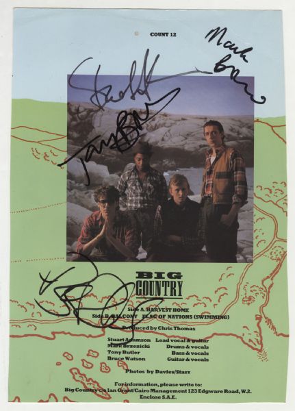 Big Country Signed Album Insert