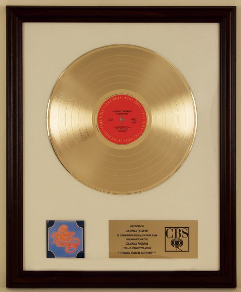 Chicago Transit Authority Original In House Gold Record Album Award