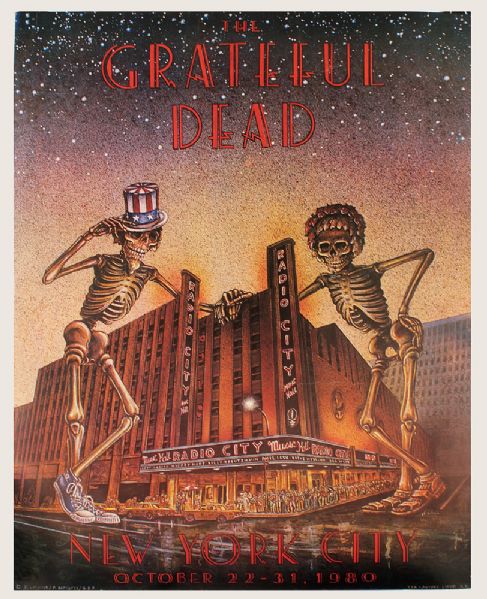 Grateful Dead Original Vintage 1980 Radio City Music Hall Concert Poster