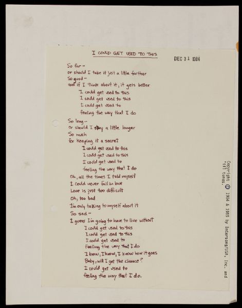 Aimee Mann Handwritten Til Tuesday "I Could Get Used To This"
