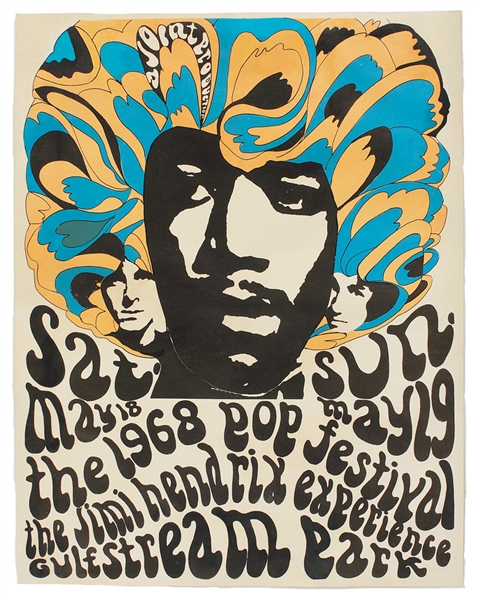 Jimi Hendrix Original 1968 Miami Pop Festival Concert Poster
