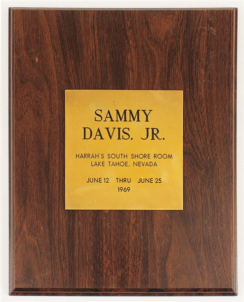 Sammy Davis Jr. Owned Original 1969 Harrahs Plaque