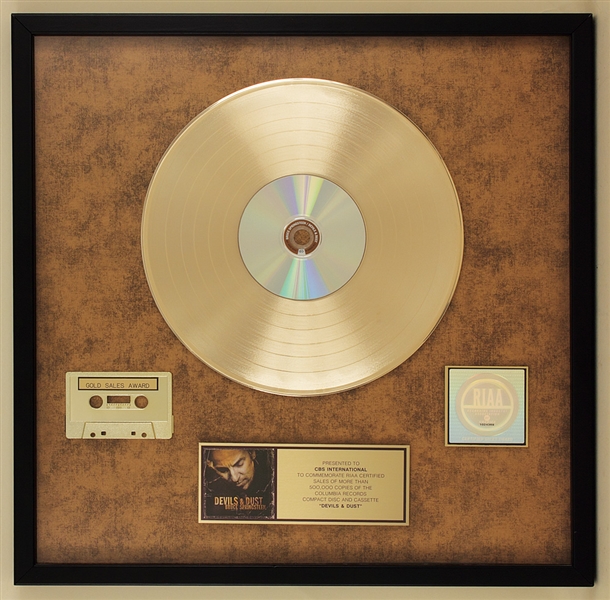 Bruce Springsteen "Devils and Dust" Official RIAA Gold C.D. and Cassette Award Presented to CBS International