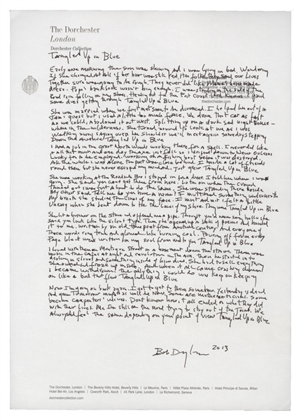 Bob Dylan "Tangled Up In Blue" Handwritten and Signed Lyrics