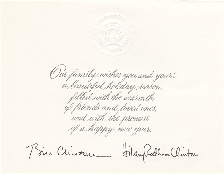 Lot Detail Bill and Hillary Clinton Facsimile Signed Official White