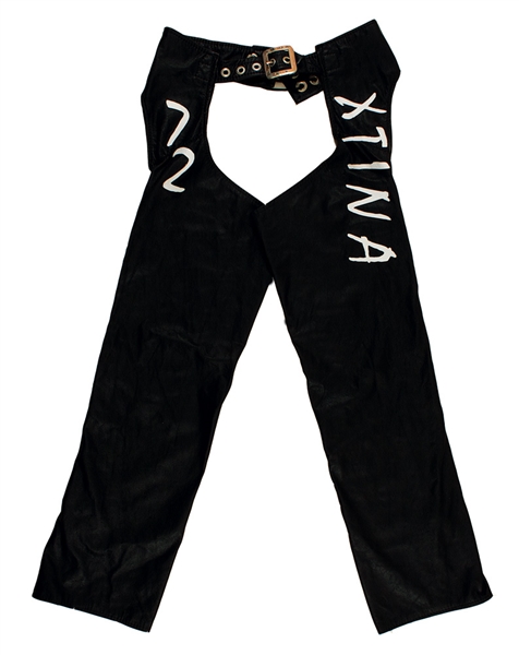 Christina Aguilera Stage Worn Black Leather Chaps