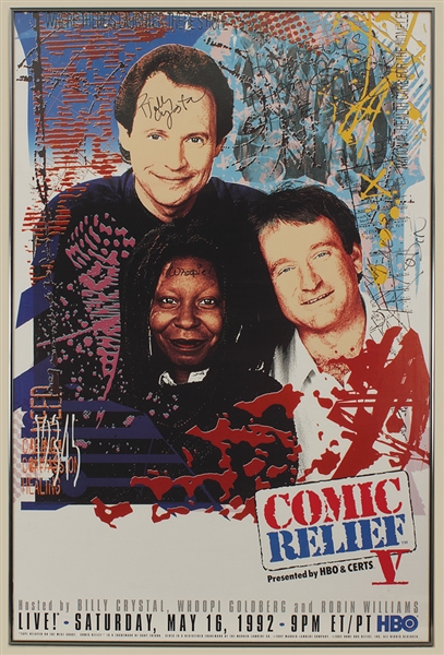 Robin Williams, Whoopi Goldberg and Billy Crystal Signed Original Comic Relief Poster