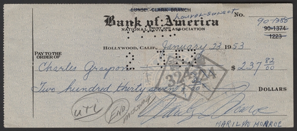 Lot Detail - Marilyn Monroe Signed Check For House With Joe DiMaggio