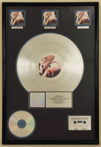 Aerosmith "Get A Grip" Original RIAA Platinum Album, Cassette and C.D. Award Presented to Geffen Records