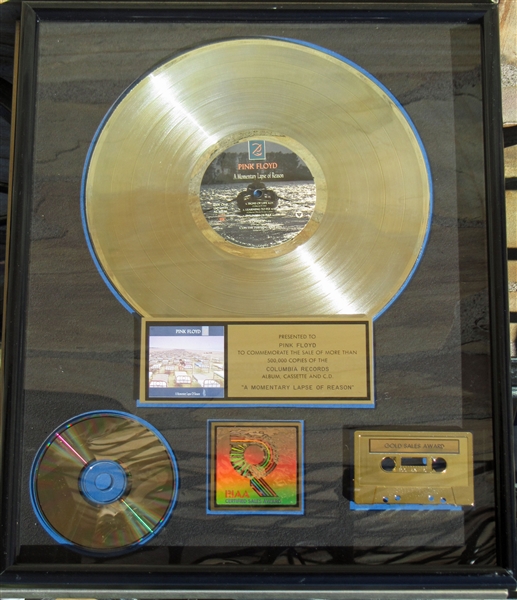 Pink Floyd Original RIAA Gold Album, Cassette and C.D. Award for “A Momentary Lapse Of Reason” Presented to Pink Floyd