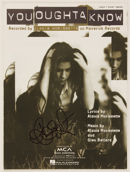 Alanis Morissettes Signed "You Oughta Know" Original Sheet Music