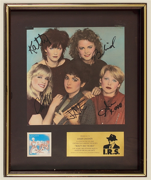 The Go-Gos Signed Original "Beauty and The Beat" IRS In House Album Award Presented to Manager Ginger Canzoneri