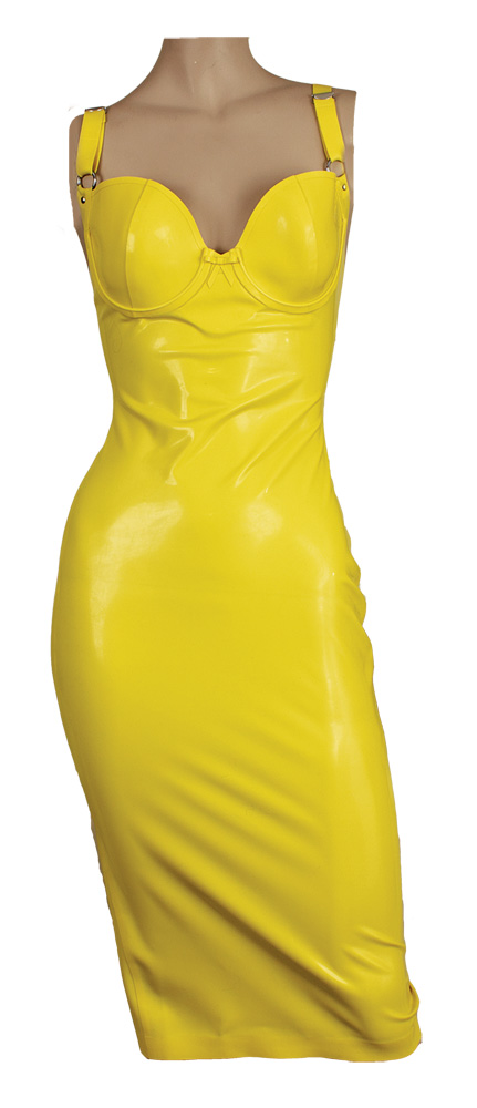 latex yellow dress