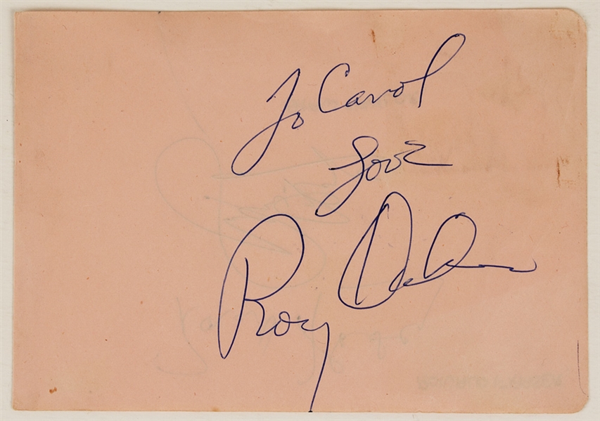 Roy Orbison Signed & Inscribed Autograph Book Pate