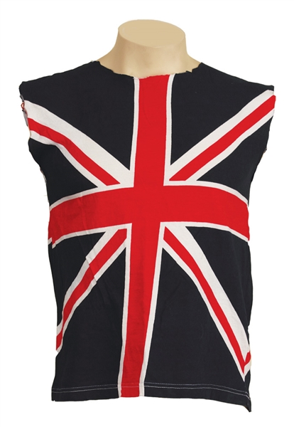 Lot Detail - Alice Cooper Owned & Worn British Union Jack Flag Shirt