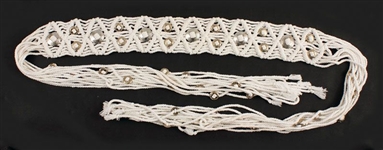 Elvis Presley Owned and Worn White Macramé Belt With Silver Conchos