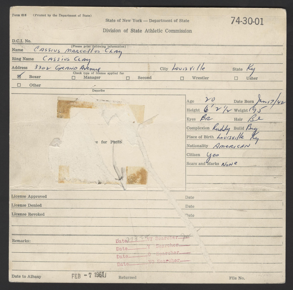 Lot Detail - Cassius Clay (Muhammad Ali) 1962 Signed, Finger and Hand ...