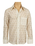 Elvis Presley Owned & Worn Sheer White Floral Design Long-Sleeved Shirt