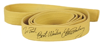 Elvis Presley Signed & Inscribed Yellow Karate Belt