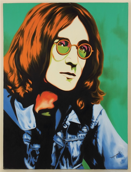 Lot Detail - John Lennon Original Oil Painting Signed by Artist Monrock