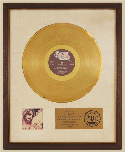 Leon Russell "Carney" Original RIAA White Matte Gold Album Award 