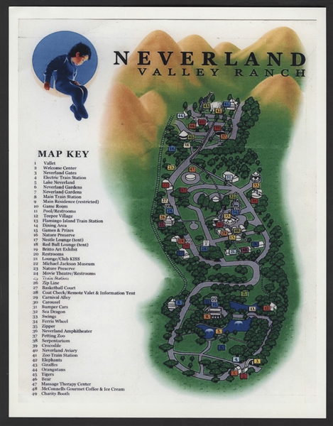 Michael Jackson Original  Neverland Valley Ranch Map 