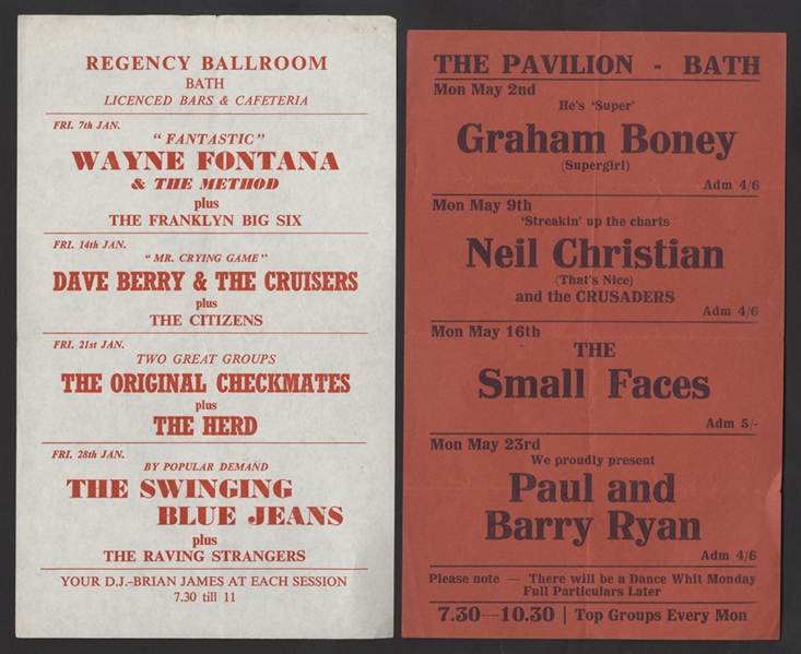 Regency Ballroom and Pavilion Original Concert Handbills Featuring The Small Faces