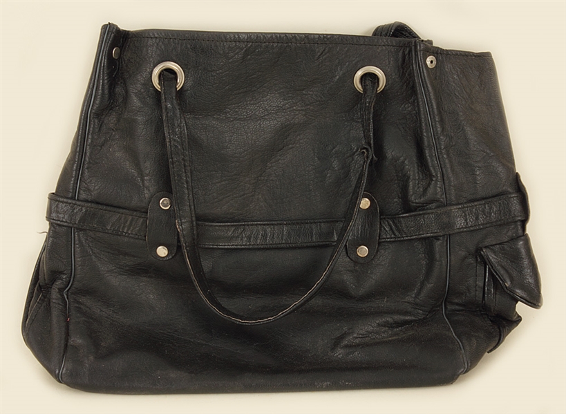 Liza Minelli Owned and Used Black Leather Handbag