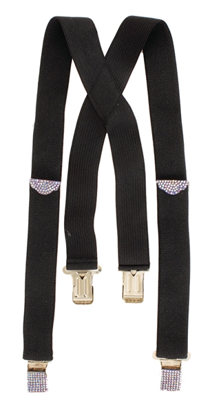 Michael Jackson Stage Worn Black Suspenders With Swarovski Crystals