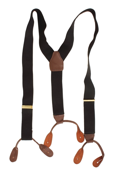 Michael Jackson Owned & Worn Black Suspenders With Brown Leather