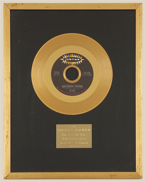 Hair 1969 "Good Morning Starshine" Broadway Show Original Gold Record Award