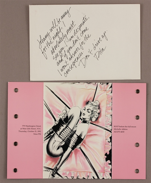 Madonna Personally Owned Invitation to her "Sex" Book Pre-Release Party at Industria Superstudio