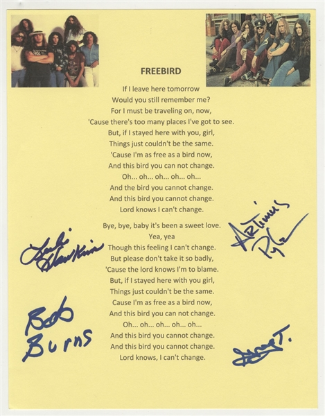 Lynyrd Skynyrd Signed "Freebird" Lyrics