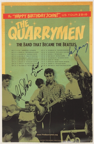 Beatles Quarrymen Signed John Lennon Birthday Tour Poster 