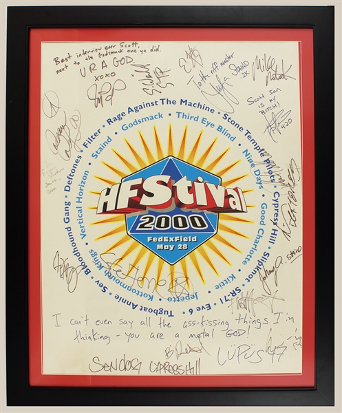 HFStival 2000 Original Concert Poster Signed by Performers Including Stone Temple Pilots Scott Weiland and Anthrax Scott Ian