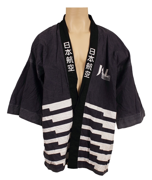 Michael Jackson Owned and Worn  Blue and White Kimono Top