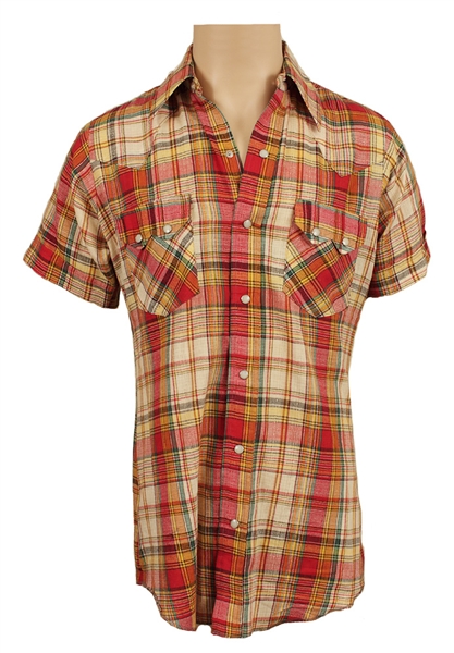 Michael Jackson Owned and Worn Red and Yellow Button Down Shirt