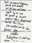 Michael Jackson "Billie Jean" Original Handwritten Lyrics