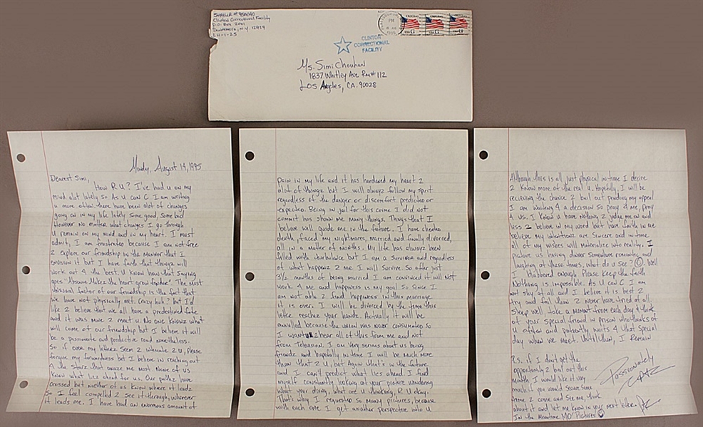 Tupac Shakur Three-Page Handwritten Love Letter from Prison Stating His Marriage is Over