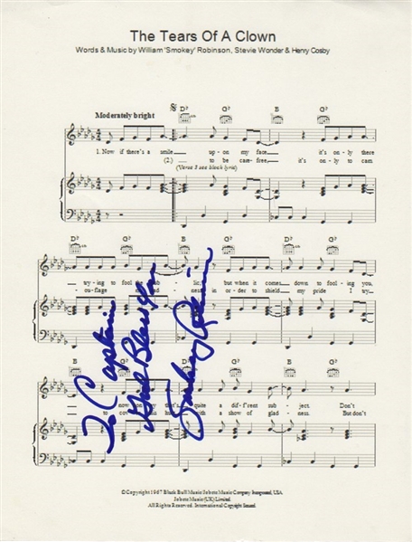 Smokey Robinson Signed & Inscribed "Tears of a Clown" Sheet Music Page