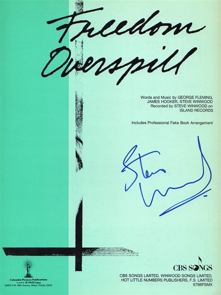 Stevie Winwood "Freedom Overspill" Signed Sheet Music