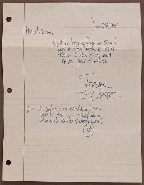 Tupac Shakur Handwritten and Signed Love Letter from Prison
