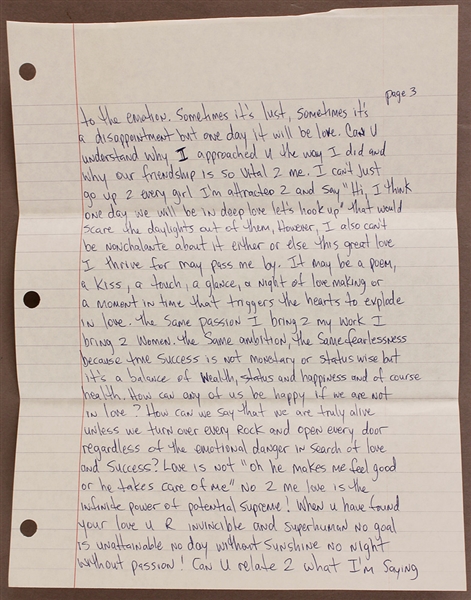 Lot Detail - Tupac Shakur Five-Page Handwritten Passionate Love Letter ...