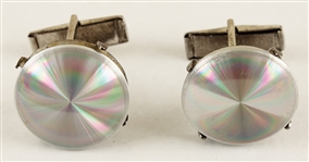 Elvis Presley Owned & Worn Silver Disk Cufflinks