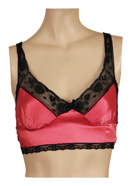 Cher Owned and Worn Dolce & Gabbana Pink Satin & Black Lace Bra/Bustier