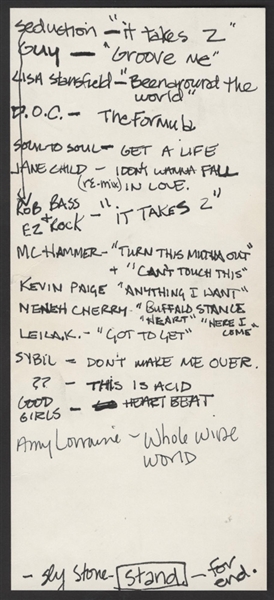 Madonna Handwritten Song List