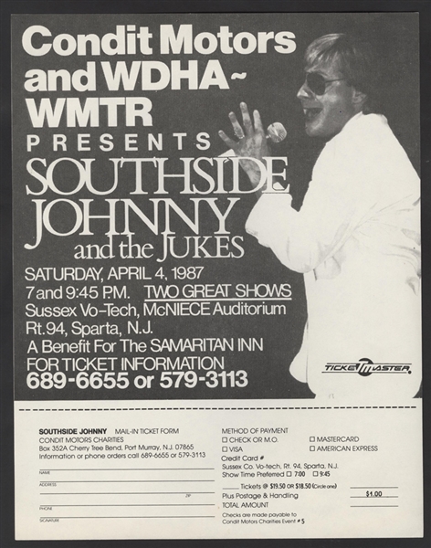 Southside Johnny and the Asbury Jukes Original 1987 Concert Handbill