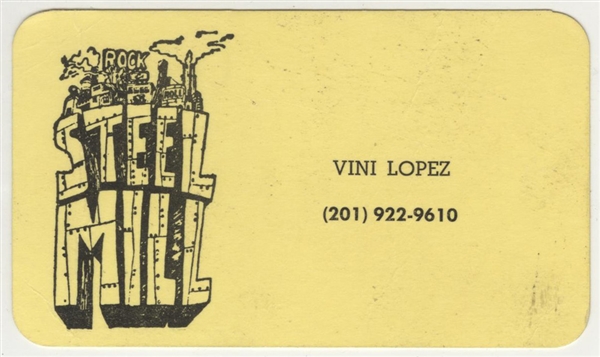 Bruce Springsteen Steel Mill Vini Lopez Original Business Card Circa 1970